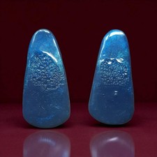 Orecchini handmade in argilla Polimerica, Stile Raku Blu Minimal Design