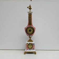 Antico barometro termometro In  porcellana e ottone ALFA 