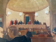 1980 Oil Painting Lawyer Judge