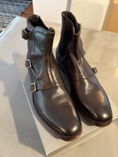 Alexander McQueen Triple Monk Strap Boots, Dark Brown Leather, US10/EU43, NIB