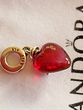 charm Pandora COEUR ROSE POTION verre de Murano argent 925 poinçon ALE
