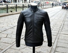 Giubbotto giacca pelle moto stile anni 70 biker caferacer produzione artigianale