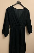 Blu Royal Vestito Donna Ragazza Elegante Con Balze Manica Lunga Estivo