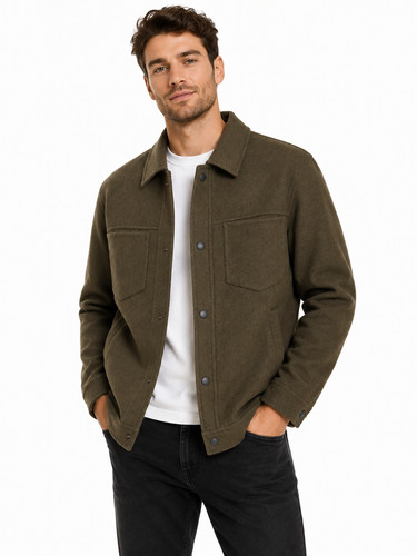 Camicia uomo lana oliva giacca