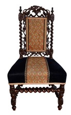 antica  sedia scolpita Luigi Filippo  epoca metà '800  in rovere RESTAURATA