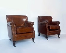 Poltrona club in pelle marrone