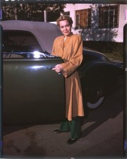 Jane Wyman Gorgeous Vivid Color Pose by Vintage Car 1940's Original Transparency