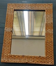 Specchio IKEA in Rattan Naturale con Cornice Intrecciata – 58x47 cm – Vintage 
