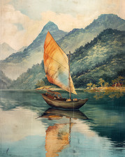 Poster vintage barca a vela -