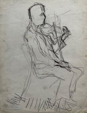 Uomo Con Violino Classico Schizzo Disegno Studio #124 Gerda Gundorph Jörgensen