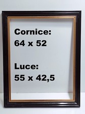Cornice in legno nero oro 64 x 52 cm Spazio Luce 55 x 42,5 per quadri foto USATA