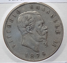 5 LIRE 1876 ZECCA di Roma VITTORIO EMANUELE II ( 1861 - 1878 ) (D