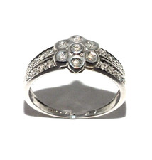 Anello In Oro Bianco 9 Carati Con Diamanti Per Donne, Taglia UK N 1/2