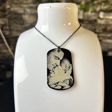 Collana Personalizzata Uomo Donna In Acciaio Nero con Incisione Foto O Testo