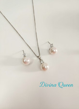 ✨Set Collana e Orecchini Donna con Perle e Cristallo Zirconi Brillanti Placc.Oro