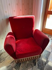 Poltrone 2 pezzi + Divano, modernariato anni 70, Stile Paolo Buffa, colore Rosso