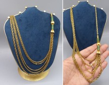 Collier Vintage - Métal Doré et perles en verre - Necklace 70's