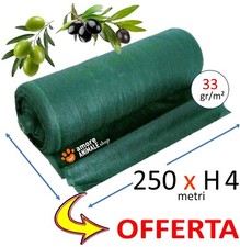 RETE Telo ROTOLO Reti RACCOLTA OLIVE → 250xH4 mt. 33 gr/m² ANTISPINA Antistrappo