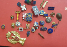 STRAORDINARIO LOTTO 30 DISTINTIVI SPILLE ANTICHI D'EPOCA CO SMALTI RARI +OMAGGIO