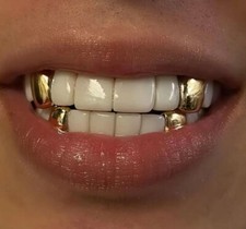 Hip Hop 14K Placcato Oro Singolo Dente Solido Grillz Tappo con Stampo Kit 4pz