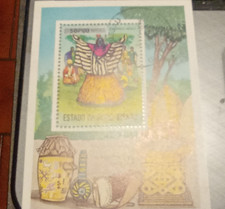 Guinea Bissau 1976 Posta Aerea - Maschere danzanti minifoglio traforato usato