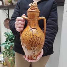 ANTICA ANFORA PUGLIESE IN TERRACOTTA DI GROTTAGLIE DEGLI INIZI DEL 900 VASO
