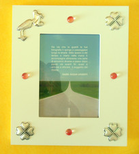 NASCITA NEONATA BIMBA BAMBINA MATERNITà CICOGNA PORTAFOTO IN ARGENTO  cm25x30x2