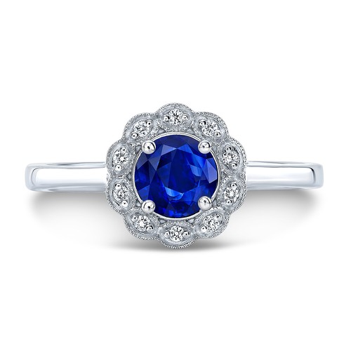 Rotondo zaffiro blu - zaffiro, diamante