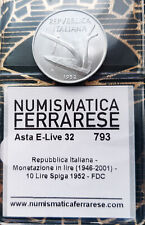 ($)    10 Lire 1952 (Spighe) - (FDC) - REPUBBLICA ITALIANA IN LIRE (1946-2001) -