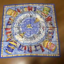 HERMES Carre 90 PRIERES AU VENT Silk Scarf Women