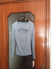 Top turchese a coste con