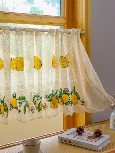Tenda corta ricamata limone