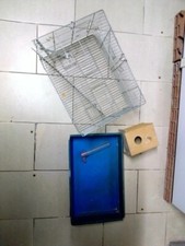 gabbia, abbeveratoio, nido cocorita uccelli alta 30 cm, base 41 x 25 cm