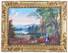 Quadro sacro, eremita, guache