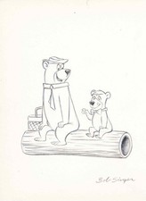 Yogi Bear & Boo Boo Bear drawing Signed by Bob Singer