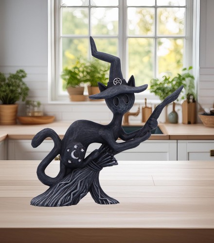 Black spell cat figurine - spell,