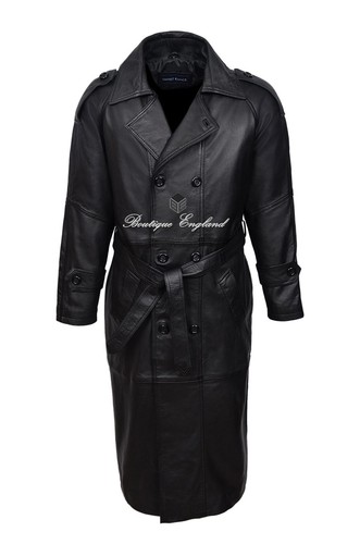 Trench coat uomo - pelle, nero