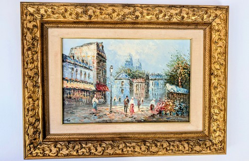 Dipinto olio scena - di, parigi