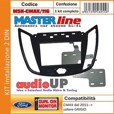 MASCHERINA AUTORADIO KIT 2 DIN FORD CMAX 2011 IN POI ADATTATORE GRIGIO