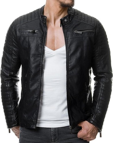 Giacca pelle biker uomo
