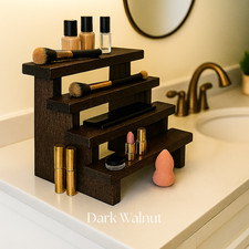 Organizer Trucco Rustico in Legno - Supporto Vanità 4 Livelli per Cosmetici 8 Colori