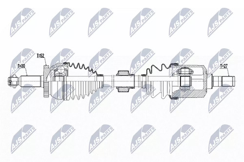 Semiasse nty 668mm - 668mm,
