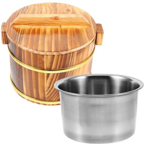 Set secchiello riso legno - 1,