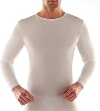 Maglia intima uomo girocollo manica lunga lana cotone set 3 pezzi Bianco Leable