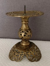 ANTICO CANDELABRO IN OTTONE DECORATO STILE ART NOUVEAU PRIMI INIZI XX SECOLO