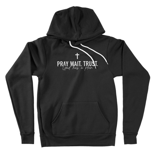Felpa con cappuccio pray wait - felpa,