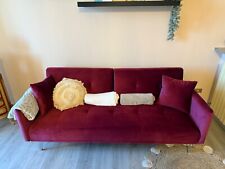 Bellissimo divano letto 3 posti in velluto bordeaux, praticamente nuovo