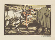 Francesco Nonni Faenza xilografia originale a colori Romagna buoi