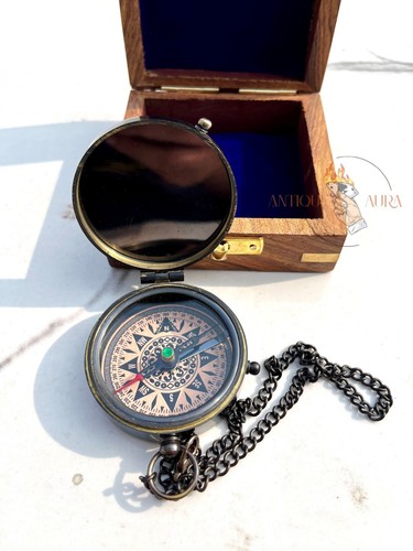 Compass pocket brass watch - brass,