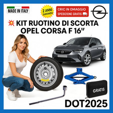 💥 Ruota di Scorta Opel Corsa F 16” Cric Chiave Astuccio DOT2025 🛞💥